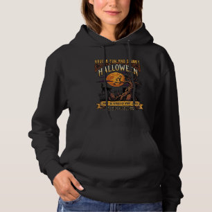 Halloween Spooky Tree Full Moon Black Cat Graveyar Hoodie