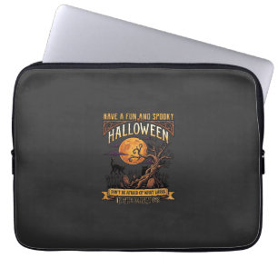 Halloween Spooky Tree Full Moon Black Cat Graveyar Laptop Sleeve