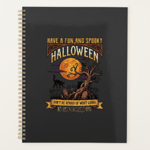 Halloween Spooky Tree Full Moon Black Cat Graveyar Planner