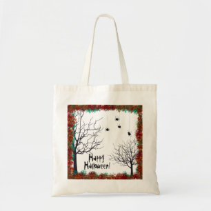 Halloween Spooky Trees Spiders Fall Foliage Border Tote Bag