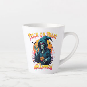 Halloween Spooky Vibes: Trick or Treat Skeleton Latte Mug