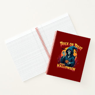 Halloween Spooky Vibes: Trick or Treat Skeleton Notebook
