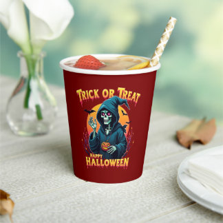 Halloween Spooky Vibes: Trick or Treat Skeleton Paper Cups