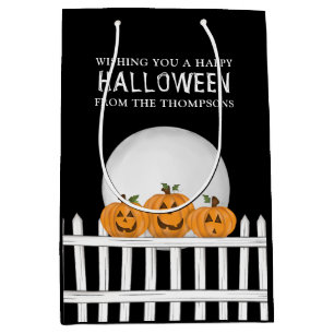 Halloween Spooky Whimsical Pumpkin Jack O Lanterns Medium Gift Bag