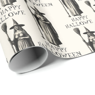 Halloween Spooky Witch a Full Moon Wrapping Paper