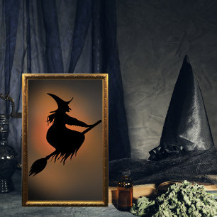 Halloween Spooky Witch Broom Poster