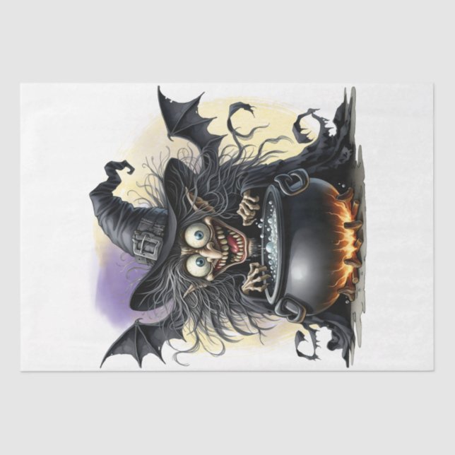 Halloween Spooky Witch Cartoon Tissue Paper (Front)