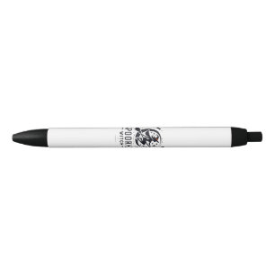 Halloween Spooky Witch Design - Flying on Broom Black Ink Pen