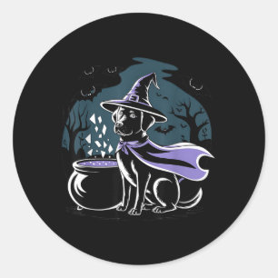 Halloween Spooky Witchy Black Labrador Retriever Classic Round Sticker