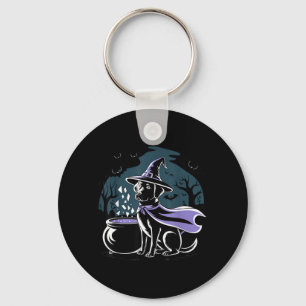 Halloween Spooky Witchy Black Labrador Retriever Key Ring