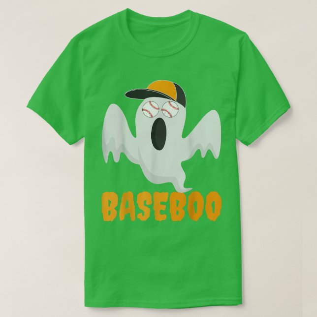 Halloween Sport Cute Boo Ghost Baseball Players Fu T-Shirt (Design Front)