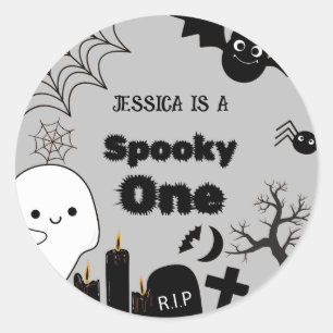 HAlloween Sppoky One First Birthday party Classic Round Sticker