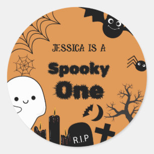 Halloween Sppoky One First Birthday party Classic Round Sticker