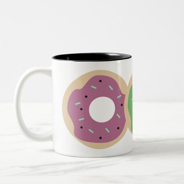 Halloween Sprinkle Frosted Pumpkin Doughnuts Two-Tone Coffee Mug (Left)