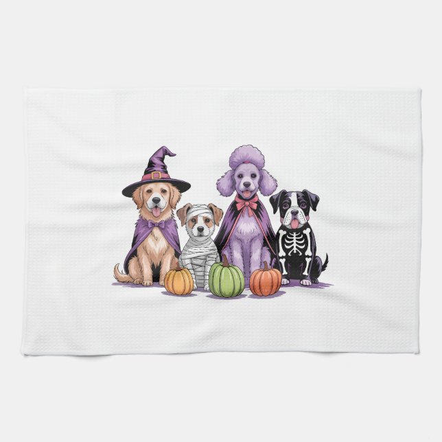 Halloween Squad Dog Tea Towel (Horizontal)