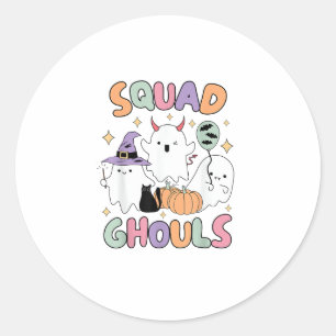 Halloween Squad Ghosts Ghouls Funny Spooky Women G Classic Round Sticker