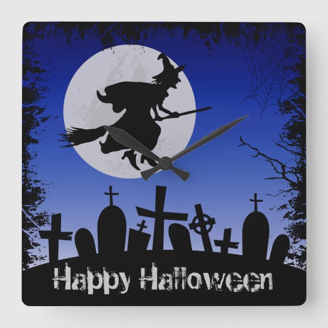 Halloween Square Wall Clock (Front)