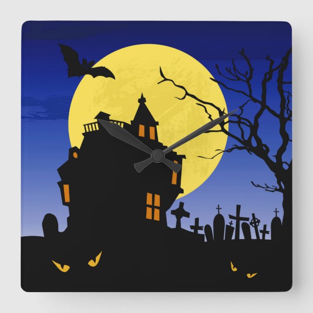 Halloween Square Wall Clock (Front)
