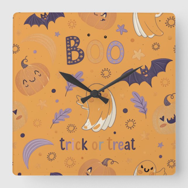 Halloween Square Wall Clock (Front)