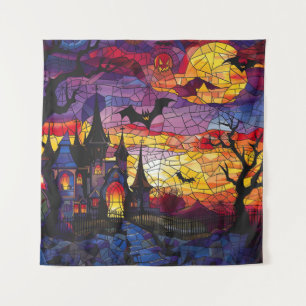 Halloween Stained Glass Art Tapestry