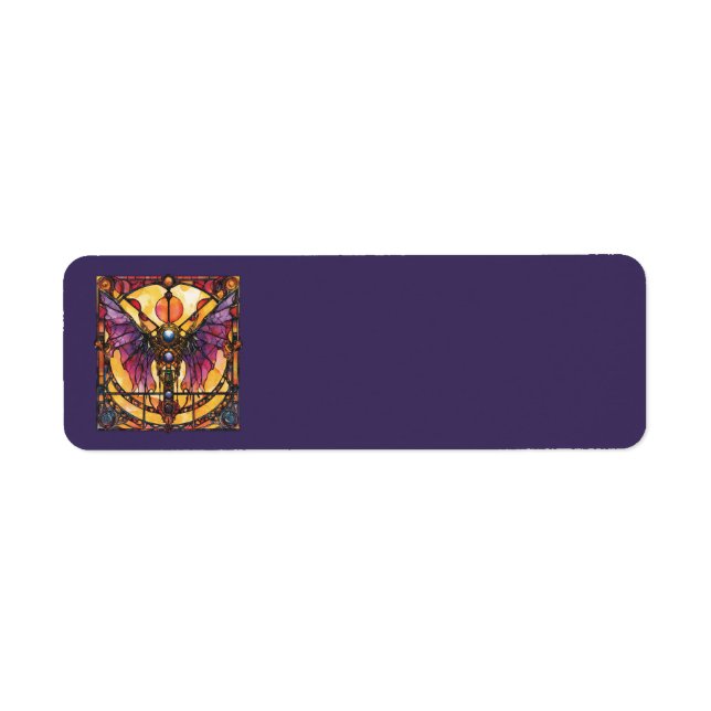 Halloween Stained Glass Steampunk Address Labels (Front)