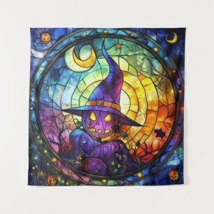 Halloween Stained Glass Steampunk Art Tapestry