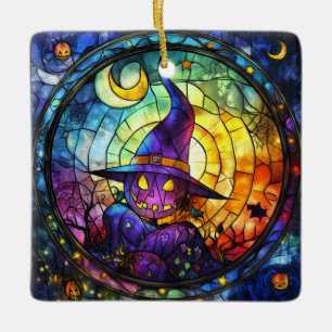 Halloween Stained Glass Steampunk Ornament