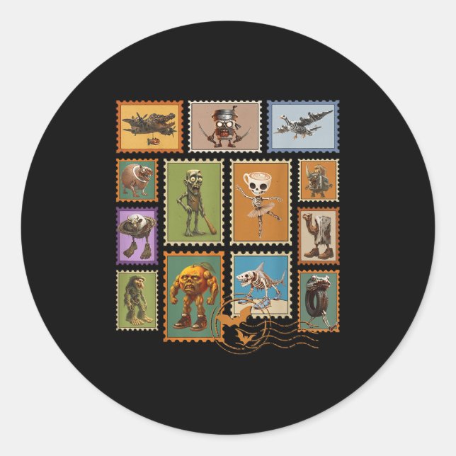 Halloween Stal Stamps Italian Brainrot Zombie  Classic Round Sticker (Front)