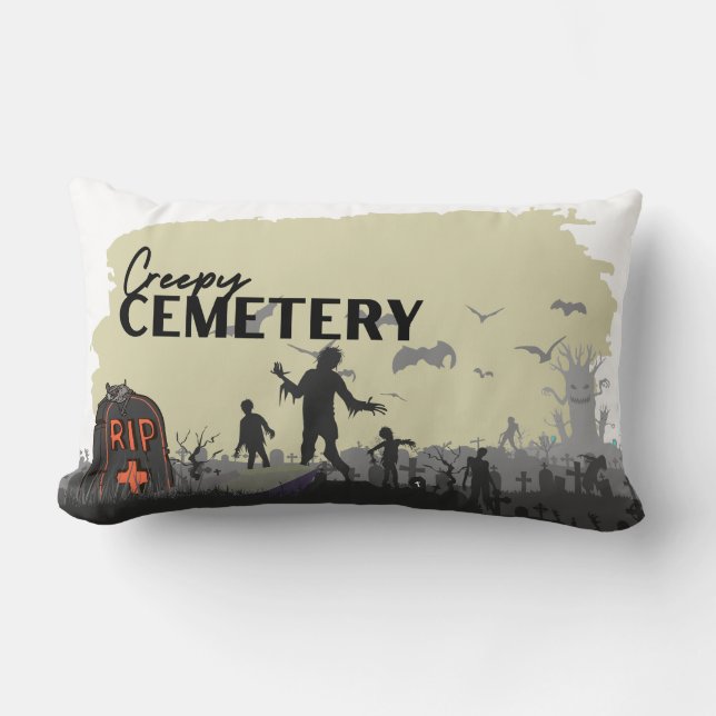 Halloween Stamp Collection "Creepy Cemetery" 13x21 Lumbar Cushion (Front)