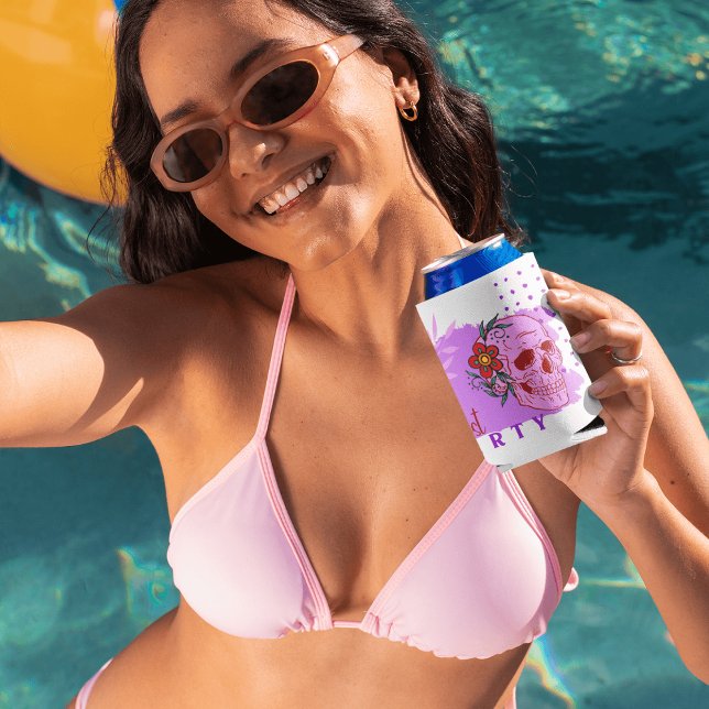 Halloween Stamp Collection "Ghost party" on a Can Cooler (Halloween Stamp collections - Can Cooler)