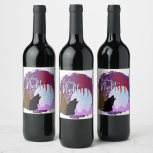 Halloween Stamp Collection "Howling Night" Wine Label