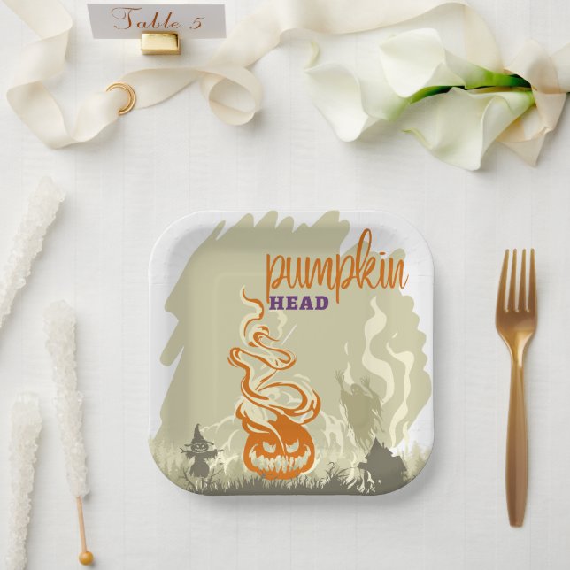 Halloween Stamp Collection "Pumpkinhead" Paper Plate (Wedding)