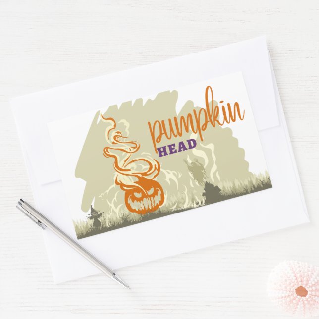 Halloween Stamp Collection "Pumpkinhead" Rectangular Sticker (Envelope)