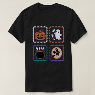 Halloween Stamp Embroidery Design – Pumpkin, Ghost T-Shirt