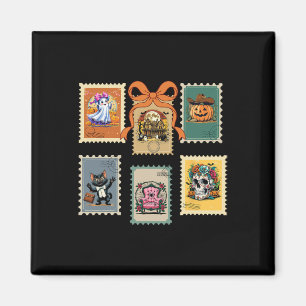 Halloween Stamps Haunted Pumpkin House Chair Skele Magnet