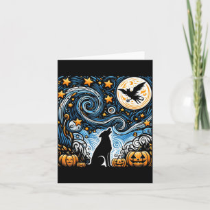 Halloween Starry Art Night Sky Art Dog Pumpkins Card