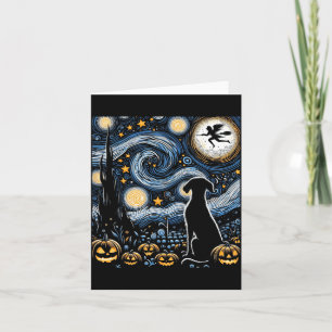 Halloween Starry Art Night Sky Art Dog Pumpkins Card