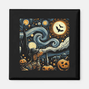 Halloween Starry Art Night Sky Art Dog Pumpkins Magnet
