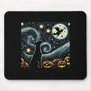 Halloween Starry Art Night Sky Art Dog Pumpkins Mouse Pad