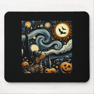 Halloween Starry Art Night Sky Art Dog Pumpkins Mouse Pad