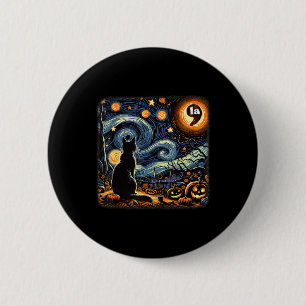 Halloween Starry Night Black Cat Comma La Kamala 1 6 Cm Round Badge