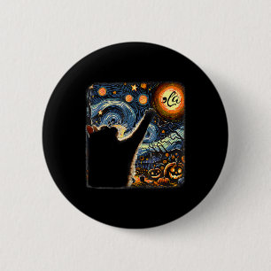 Halloween Starry Night Black Cat Comma La Kamala 2 6 Cm Round Badge