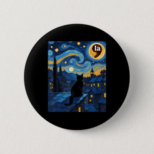 Halloween Starry Night Black Cat Comma La Kamala H 6 Cm Round Badge