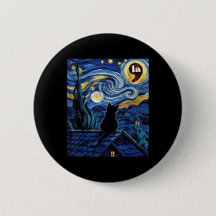 Halloween Starry Night Black Cat Comma La Kamala H 6 Cm Round Badge