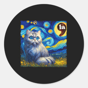 Halloween Starry Night Black Cat Comma La Kamala H Classic Round Sticker