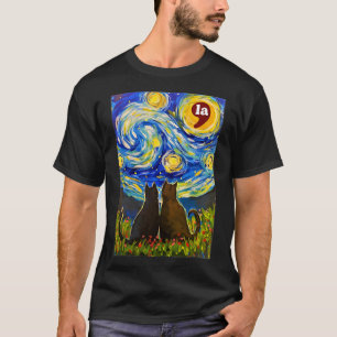 Halloween Starry Night Black Cat Comma La Kamala H T-Shirt