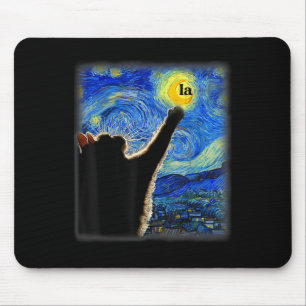 Halloween Starry Night Black Cat Comma La Kamala Mouse Pad
