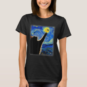 Halloween Starry Night Black Cat Comma La Kamala  T-Shirt
