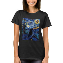 Halloween Starry Night Black Cat Harris t-shirt