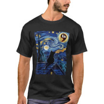 Halloween Starry Night Black Cat Harris t-shirt